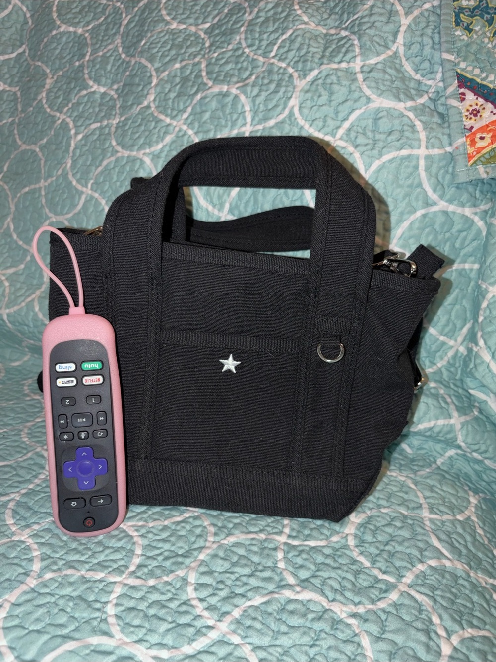 Madden Girl Black Canvas Messenger Tote - Picture 9 of 9